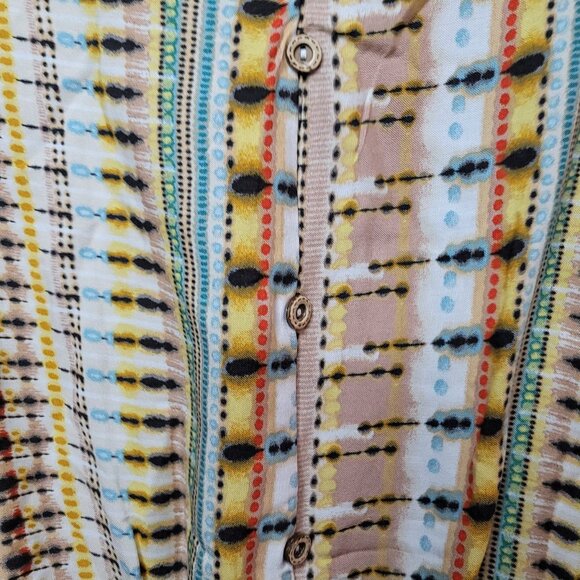 Taupe Rayon Challis Ethnic Back Keyhole Pocketed Romper - Picture 4 of 6